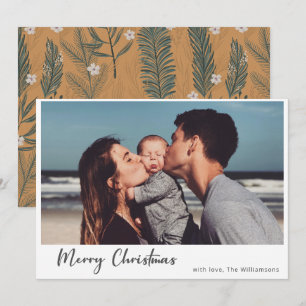 Boho Botanische Eenvoudige Script Prettig Kerstmis Feestdagenkaart