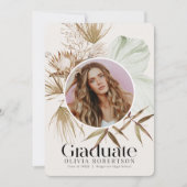 Boho Botanische Foto Afstuderen Aankondiging (Voorkant)