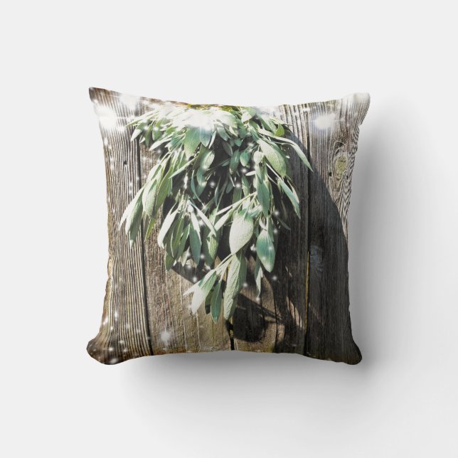 Boho botanische groene kruiden blazen houtwinklich kussen (Voorkant)
