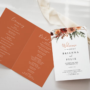 Boho botanische herfst Floral vouwde bruiloft Programma