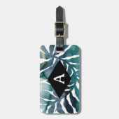 Boho Botanische Kelp Monogram Waterverf Matisse Bagagelabel (Voorkant verticaal)