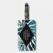 Boho Botanische Kelp Monogram Waterverf Matisse Bagagelabel (Achterkant verticaal)