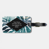 Boho Botanische Kelp Monogram Waterverf Matisse Bagagelabel (Achterkant horizontaal)