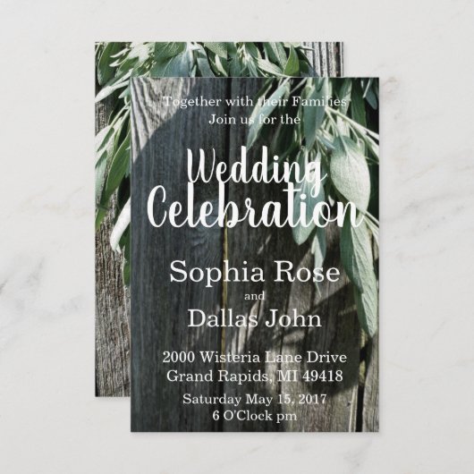 Boho botanische kruid verlaat rustiek Schuur-hout Kaart (Voorkant / Achterkant)