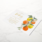 Boho Botanische Lemons en Sinaasappels Garland Wed Folie Uitnodiging (Gedraaid)