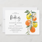 Boho Botanische Lemons en Sinaasappels Garland Wed Kaart (Voorkant)