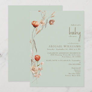 Boho Botanische Lichte Salie Baby shower Kaart