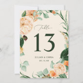 Boho Botanische Pastel Peach Greenery Floral Custo (Achterkant)