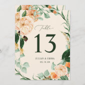 Boho Botanische Pastel Peach Greenery Floral Custo (Voorkant / Achterkant)