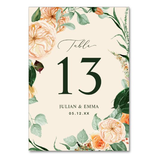Boho Botanische Pastel Peach Greenery Floral Custo Kaart (Voorkant)