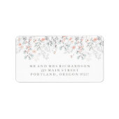 Boho Botanische Rustieke Bruiloft in Koraal en Gri Etiket (Voorkant)