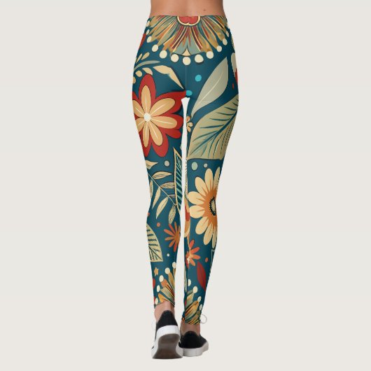 Boho Botanische stoffen Leggings (Achterkant)