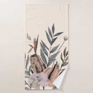 Boho Botanische Tuin Posters - Neutral Floral Badhanddoek