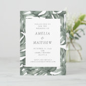 Boho Botanische Waterverf Monstera Green Wedding Kaart (Staand voorkant)