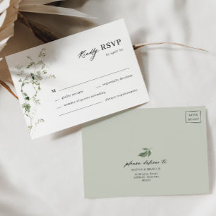 Boho Botanische Wijze Groene Wijnstok Bruiloft RSV RSVP Kaartje