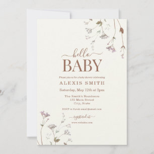 Boho Botanische Wildbloem Bloemen Baby shower Kaart