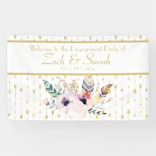  Boho Bouquet Engagement Party Banner (Horizontaal)