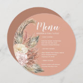 Boho Bouquet Menu Round Invitation (Devant / Derrière)