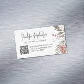 Boho Bouquet met Moderne Lettering en QR Code Magnetisch Visitekaartje (Voorbeeld)