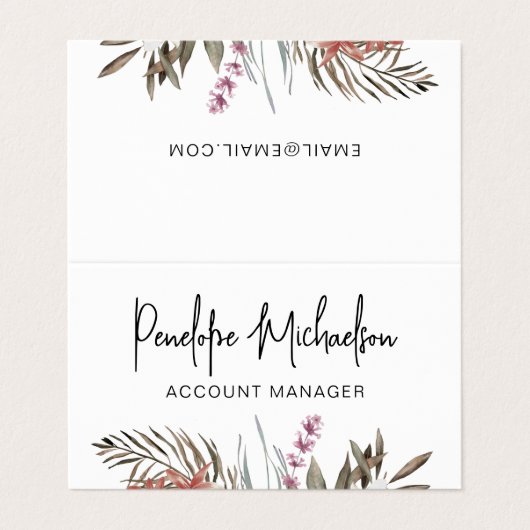 Boho Bouquet met Moderne Lettering en QR Code Visitekaartjes (Buitenkant ongevouwen)