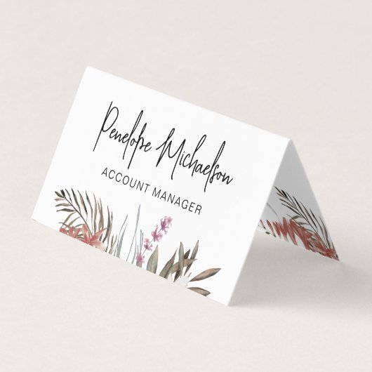 Boho Bouquet met Moderne Lettering en QR Code Visitekaartjes (Voorkant)