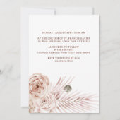 Boho Bouquet Rose Baptême Invitation (Dos)