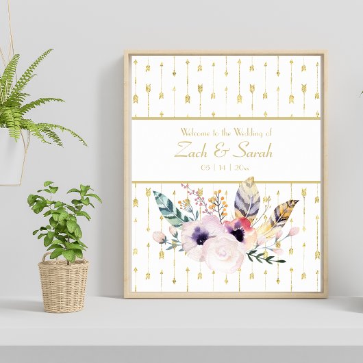  Boho Bouquet Wedding Welkom Poster