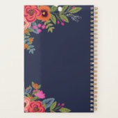 Boho Bouquets - Navy Blue & Coral - Naam Planner (Achterkant)