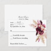 Boho Bourgogne & Blush Pink Floral no Repas RSVP (Devant / Derrière)