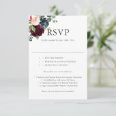 Boho Bourgogne Fleurs bleues Mariage RSVP (Debout devant)