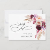 Boho Bourgogne & Pink Floral & Fruit w Repas RSVP (Devant)