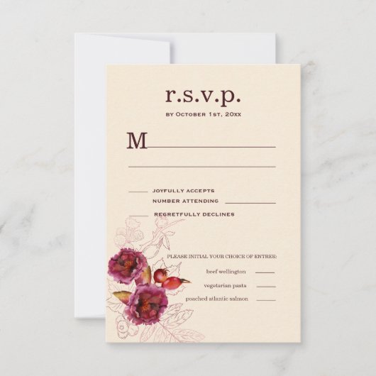 Boho Bourgogne Rose RSVP (Devant)