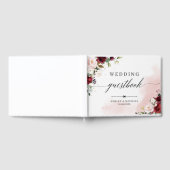 Boho Bourgondië Bloemen bruiloft gastenboek (Volledig)