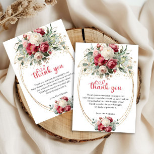 Boho Bourgondië Blush Bloemige Baby Shower Bedankk Bedankkaart