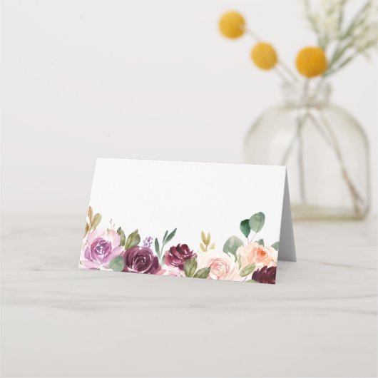 Boho Bourgondië en perzik bloemen herfst bruiloft (Voorkant)