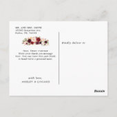 Boho Bourgondië Floral bruiloft dank u Briefkaart (Achterkant)