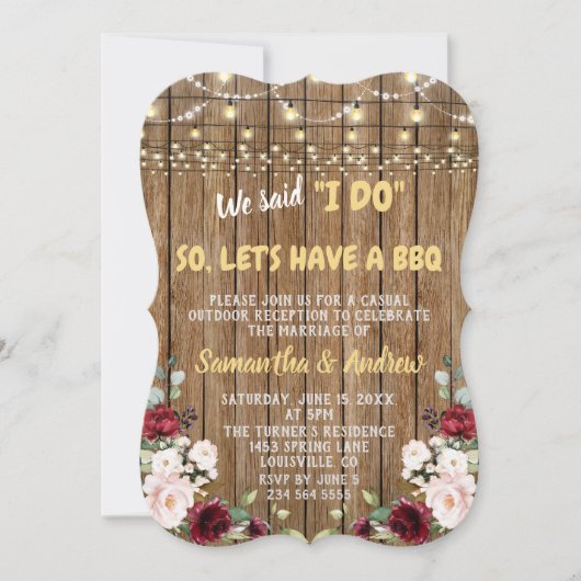 Boho Bourgondië Roze Bloemstuk Oude Houten I DO BB Kaart (Voorkant)