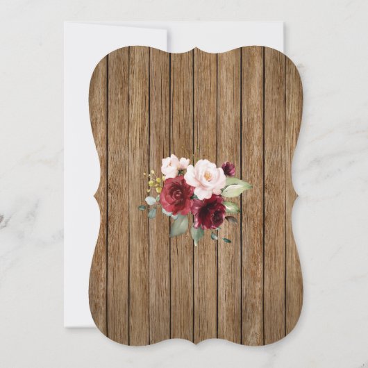 Boho Bourgondië Roze Bloemstuk Oude Houten I DO BB Kaart (Achterkant)