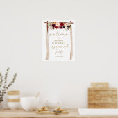 Boho Bourgondische Bloem Bruidsboeket Feest Poster (Keuken)