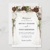 Boho Bourgondische bloemenluifel bruiloft Kaart (Voorkant)