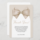 Boho Bow Baby shower moderne Carte de remerciement (Devant / Derrière)