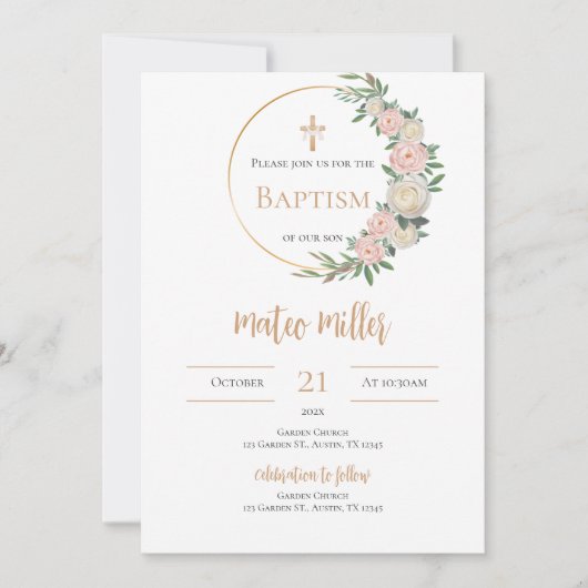 Boho Boy Baptême Invitation (Devant)