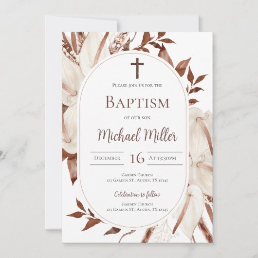 Boho Boy Baptême Invitation (Devant)