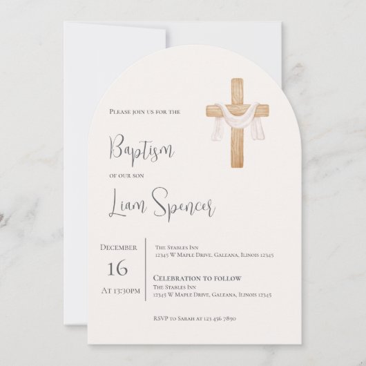 Boho Boy Baptême Invitation (Devant)