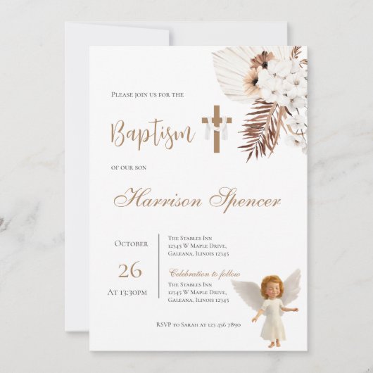 Boho Boy Baptism Invitation  (Devant)