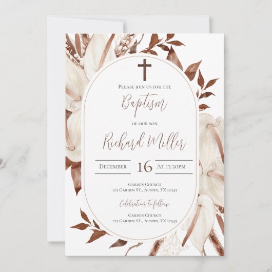 Boho Boy Doop Uitnodiging (Voorkant)