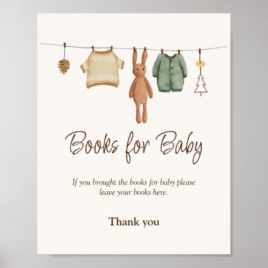 Boho Boy Kleding Baby shower Boeken voor Baby Sign Poster (Voorkant)