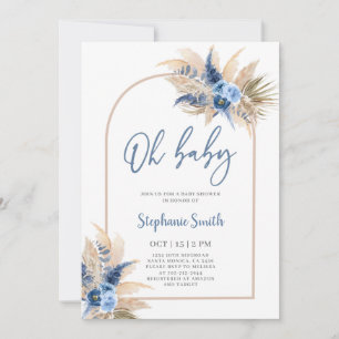 Boho Boy Pampas Baby shower en herbe Invitation