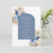 Boho Boy Pampas Baby shower Invitation (Debout devant)