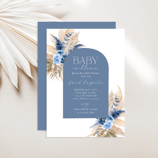 Boho Boy Pampas Baby shower Invitation